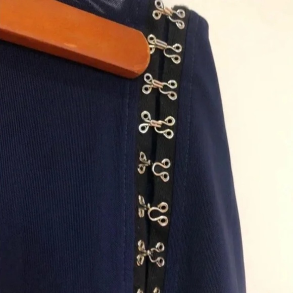 BEC + BRIDGE Navy Mesh Pencil Skirt With Slit | 2 - Picture 5 of 11